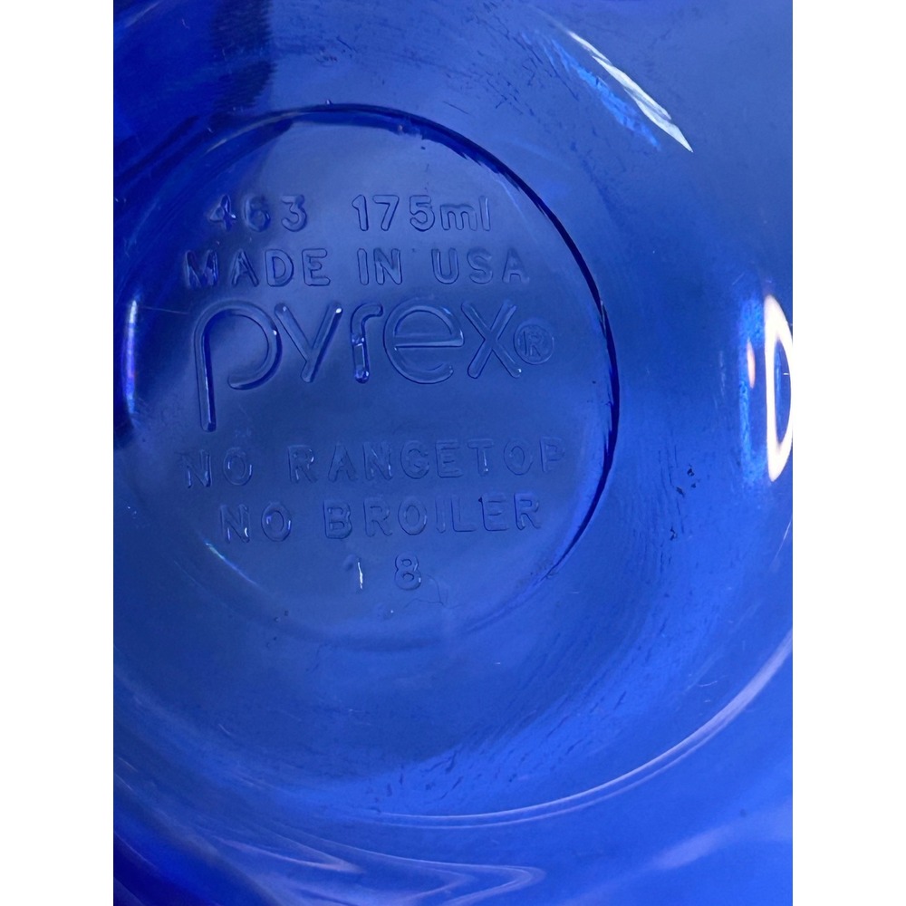 Vintage Set of 4 Blue Glass Pyrex Custard Baking Cups Bowls #463 Mid Century - Picture 3 of 4